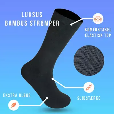 12-pak Luksus Bambus Strømper i Sort - Fantastisk Tilbud!