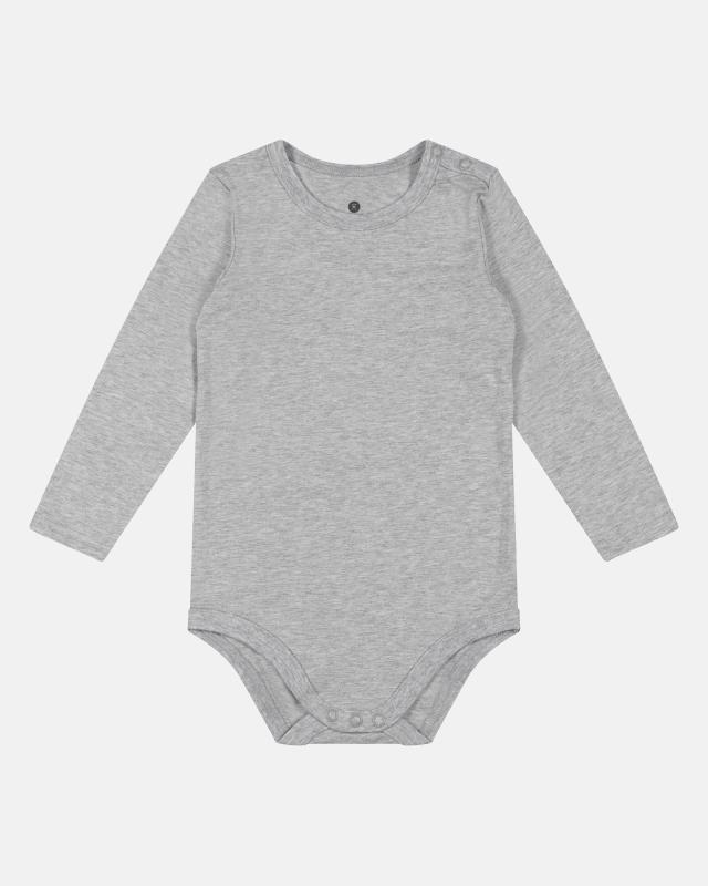 Bambus Langærmet Body i Lys Grå til Baby
