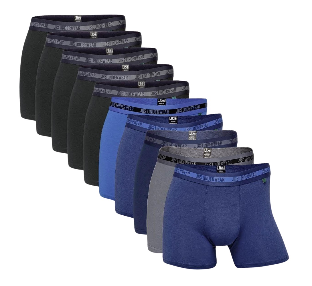 10-pak bambus boxershorts fra JBS sort, blå, og grå, str. medium